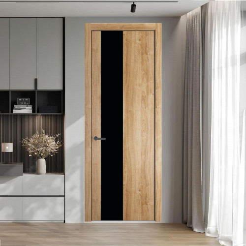 19 NE.O Дуб Карамель вставка Монохром черный кромка Серая ночь ProfilDoors Orange