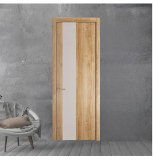 19 NE.O Дуб Карамель вставка Монохром светло-серый кромка Никель ProfilDoors Orange