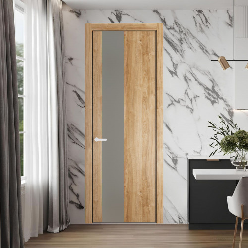 19 NE.O Дуб Карамель вставка Монохром темно-серый кромка Черный муар ProfilDoors Orange