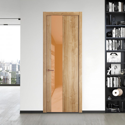 19 NE.O Дуб Карамель вставка Светло-коричневый лак кромка Медь ProfilDoors Orange