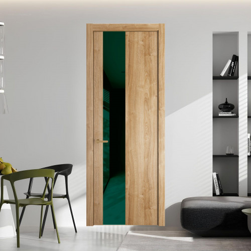 19 NE.O Дуб Карамель вставка Темно-зеленый лак кромка Золото ProfilDoors Orange