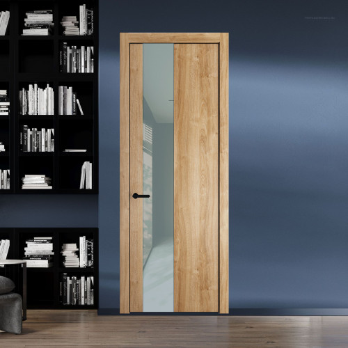 19 NE.O Дуб Карамель вставка Теплый серый лак кромка Черный ProfilDoors Orange