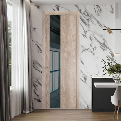 19 NE.O Дуб Сонома вставка Зеркало серое кромка Никель ProfilDoors Orange