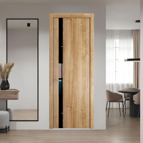 18 NE.O Дуб Карамель вставка Черный лак кромка Никель ProfilDoors Orange