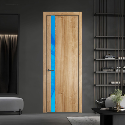 18 NE.O Дуб Карамель вставка Голубой лак кромка Серая ночь ProfilDoors Orange
