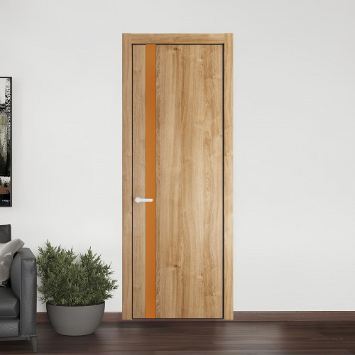 18 NE.O Дуб Карамель вставка Монохром медный кромка Черный муар ProfilDoors Orange