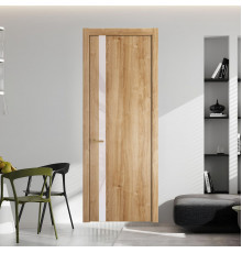 18 NE.O Дуб Карамель вставка Светло-серый лак кромка Золото ProfilDoors Orange