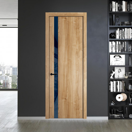 18 NE.O Дуб Карамель вставка Темно-синий лак кромка Черный ProfilDoors Orange