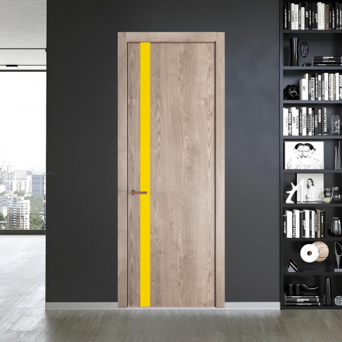 18 NE.O Дуб Сонома вставка Монохром светло-желтый кромка Медь ProfilDoors Orange