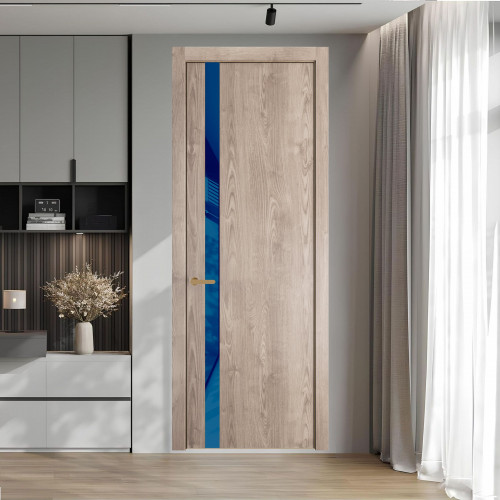 18 NE.O Дуб Сонома вставка Синий лак кромка Золото ProfilDoors Orange