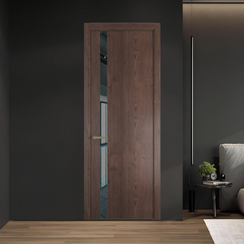 18 NE.O Дуб Тобакко вставка Зеркало серое кромка Шампань ProfilDoors Orange
