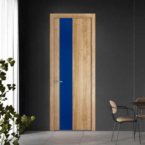 19 NE.O Дуб Карамель вставка Монохром синий кромка Серебро ProfilDoors Orange
