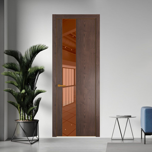 19 NE.O Дуб Тобакко вставка Зеркало бронзовое кромка Бронза ProfilDoors Orange
