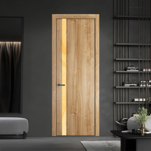 18 NE.O Дуб Карамель вставка Кремовый лак кромка Серая ночь ProfilDoors Orange