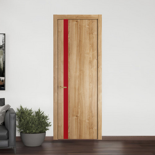 18 NE.O Дуб Карамель вставка Монохром красный кромка Золото ProfilDoors Orange