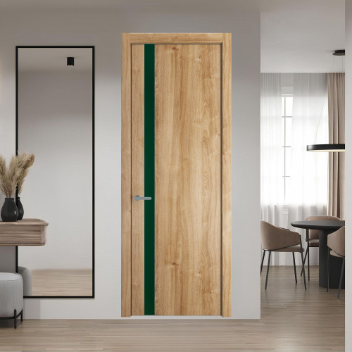18 NE.O Дуб Карамель вставка Монохром темно-зеленый кромка Серебро ProfilDoors Orange