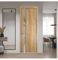 18 NE.O Дуб Карамель вставка Теплый серый лак кромка Серебро ProfilDoors Orange