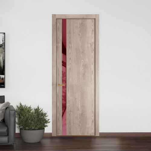 18 NE.O Дуб Сонома вставка Бордовый лак кромка Золото ProfilDoors Orange