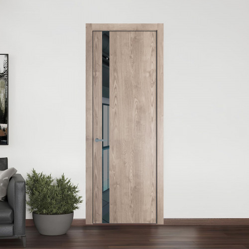 18 NE.O Дуб Сонома вставка Зеркало серое кромка Серебро ProfilDoors Orange