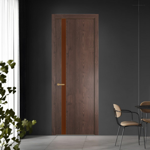 18 NE.O Дуб Тобакко вставка Монохром коричневая нуга кромка Золото ProfilDoors Orange