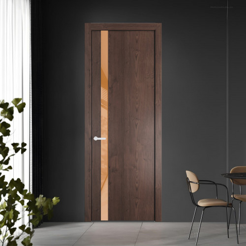 18 NE.O Дуб Тобакко вставка Светло-коричневый лак кромка Черный муар ProfilDoors Orange