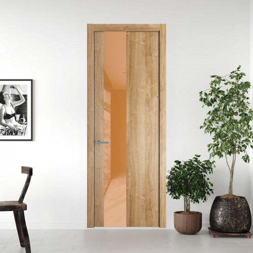 19 NE.O Дуб Карамель вставка Светло-коричневый лак кромка Серебро ProfilDoors Orange