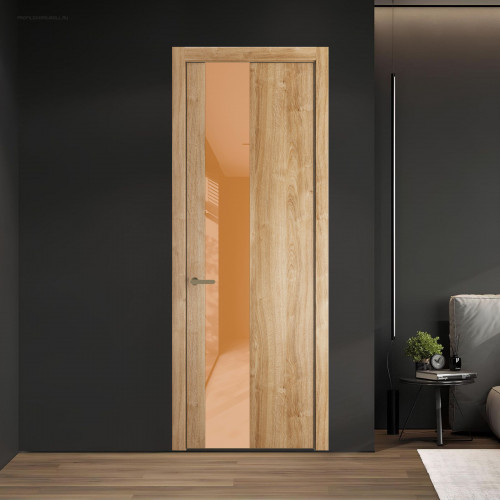 19 NE.O Дуб Карамель вставка Светло-коричневый лак кромка Шампань ProfilDoors Orange