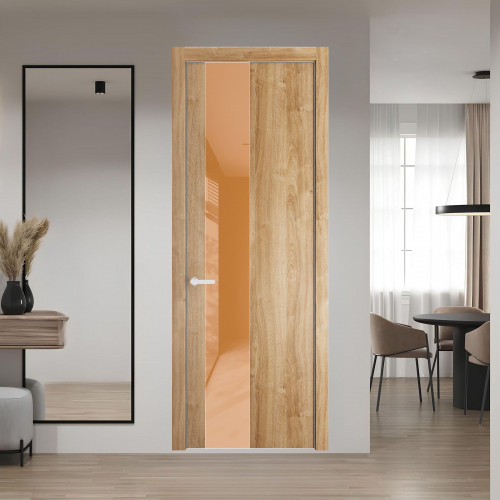 19 NE.O Дуб Карамель вставка Светло-коричневый лак кромка Вайт ProfilDoors Orange