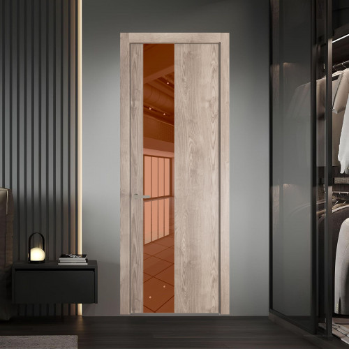19 NE.O Дуб Сонома вставка Зеркало бронзовое кромка Никель ProfilDoors Orange