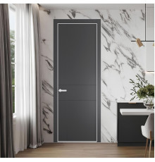Межкомнатная дверь 43 PE.O Графит вставка Глухая кромка Вайт ProfilDoors Orange эмаль