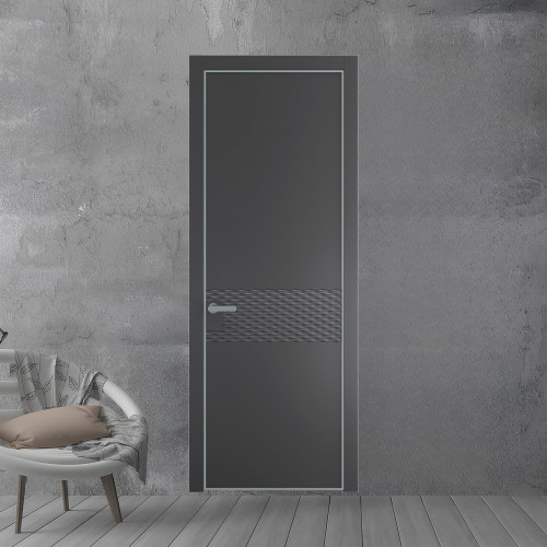 54 PE.O Графит вставка Глухая кромка Серебро ProfilDoors Orange