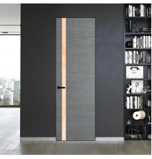 18 VE-H натуральный шпон Bianche Notti 01Q профиль Черный муар вставка Бежевый лак ProfilDoors Orange
