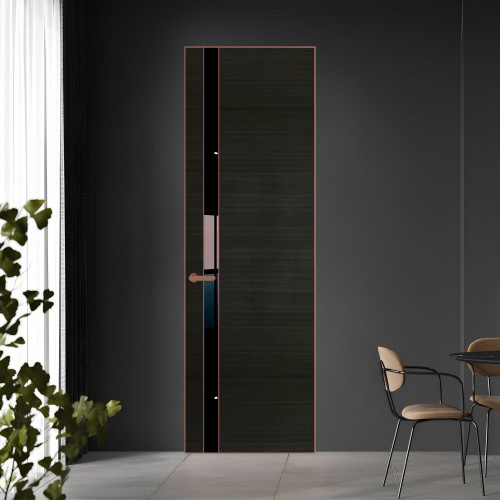 18 VE-H натуральный шпон Bianche Notti 069S профиль Медь вставка Черный лак ProfilDoors Orange