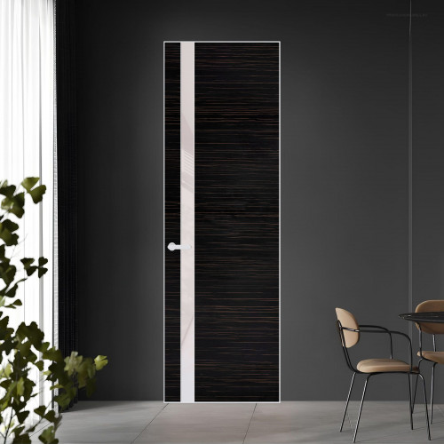18 VE-H натуральный шпон Espresso 1042S профиль Вайт вставка Светло-серый лак ProfilDoors Orange