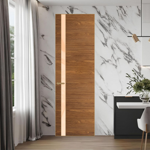 18 VE-H натуральный шпон Espresso 35M профиль Золото вставка Бежевый лак ProfilDoors Orange