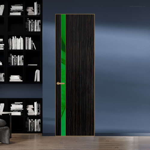 18 VE-V натуральный шпон Espresso 1042S профиль Золото вставка Светло-желтый лак ProfilDoors Orange