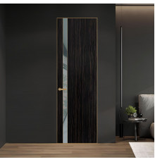 18 VE-V натуральный шпон Espresso 1042S профиль Золото вставка Темно-серый лак ProfilDoors Orange