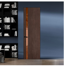 18 VE-V натуральный шпон Espresso 1386M профиль Черный матовый вставка Зеркало Bronza ProfilDoors Orange