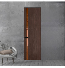 18 VE-V натуральный шпон Espresso 1386M профиль Черный муар вставка Зеркало Bronza ProfilDoors Orange