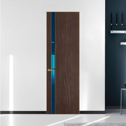 18 VE-V натуральный шпон Espresso 1386M профиль Золото вставка Зеркало Blue ProfilDoors Orange