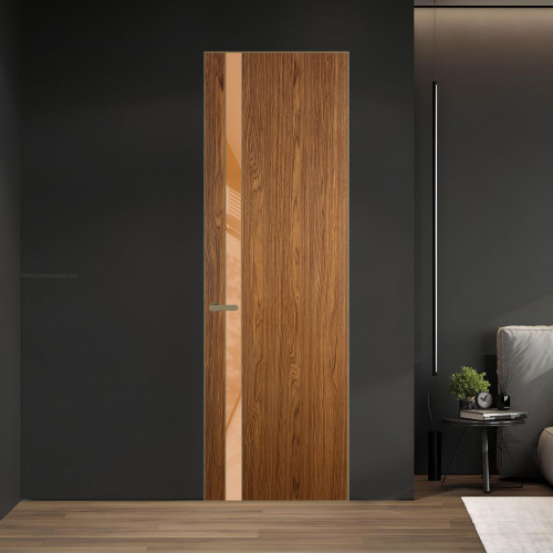 18 VE-V натуральный шпон Espresso 35M профиль Шампань вставка Светло-коричневый лак ProfilDoors Orange