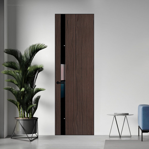18 VE-V натуральный шпон Espresso 360M профиль Черный муар вставка Черный лак ProfilDoors Orange