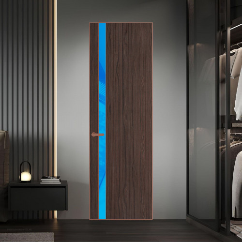 18 VE-V натуральный шпон Espresso 360M профиль Медь вставка Голубой лак ProfilDoors Orange