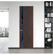 18 VE-V натуральный шпон Espresso 360M профиль Серебро вставка Темно-синий лак ProfilDoors Orange