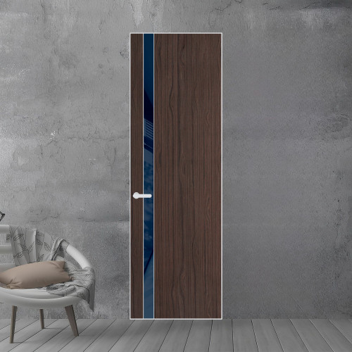18 VE-V натуральный шпон Espresso 360M профиль Вайт вставка Темно-синий лак ProfilDoors Orange