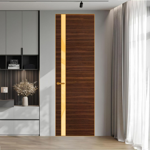 18 VE-H натуральный шпон Albero 1294M профиль Бронза вставка Кремовый лак ProfilDoors Orange