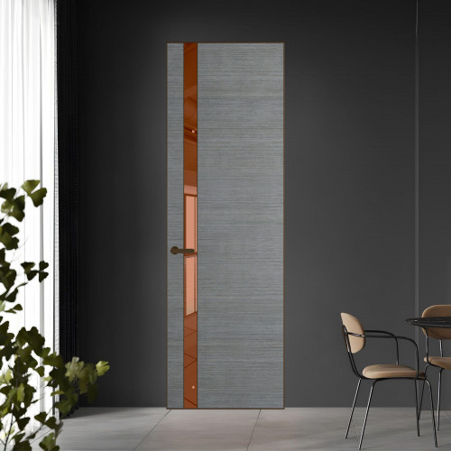 18 VE-H натуральный шпон Bianche Notti 01Q профиль Деорэ вставка Зеркало Bronza ProfilDoors Orange
