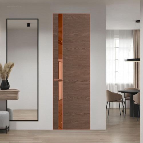 18 VE-H натуральный шпон Bianche Notti 822M профиль Медь вставка Зеркало Bronza ProfilDoors Orange