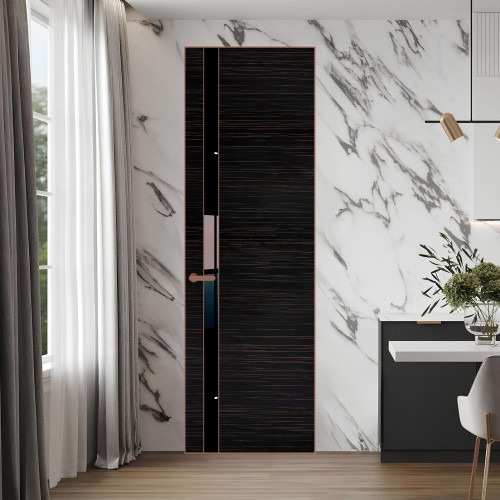 18 VE-H натуральный шпон Espresso 1042S профиль Медь вставка Черный лак ProfilDoors Orange