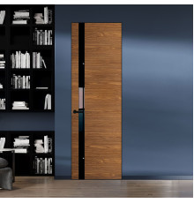 18 VE-H натуральный шпон Espresso 35M профиль Черный муар вставка Черный лак ProfilDoors Orange